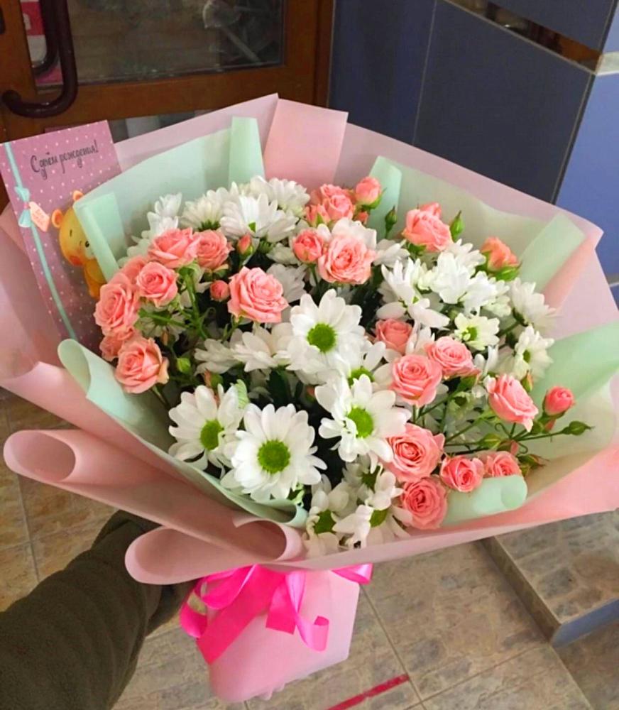 Букет цветов из: Розы и Хризантемы в Акбулаке