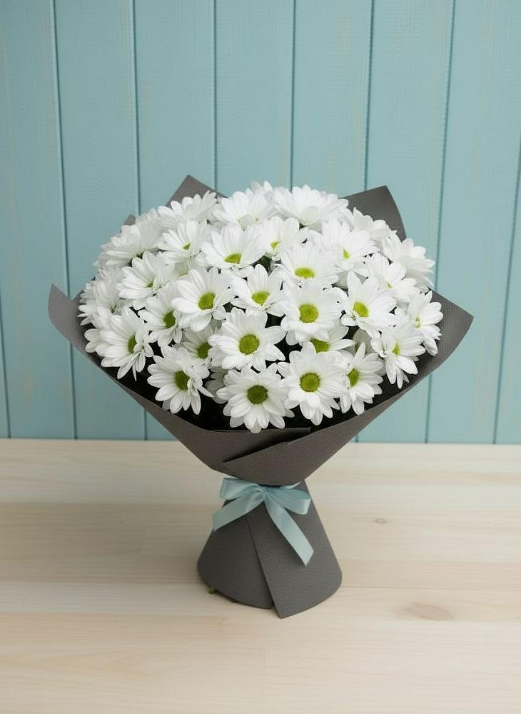Букет белые хризантемы в Акбулаке Букет цветов из: Хризантемы в Акбулаке