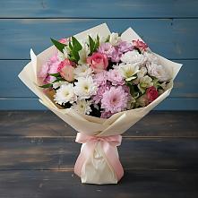 Букет цветов из:  Хризантемы, Альстромерии и Розы в Акбулаке