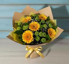 Букет цветов из:  Герберы и Хризантемы в Акбулаке