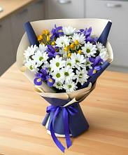 Букет цветов из:  Розы, Ирисы и Хризантемы #REPLACE_PRED# Акбулаке