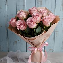 9 розовых роз в Акбулаке Букет цветов из:  Розы в Акбулаке