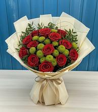 Букет цветов из:  Розы и Хризантемы в Акбулаке